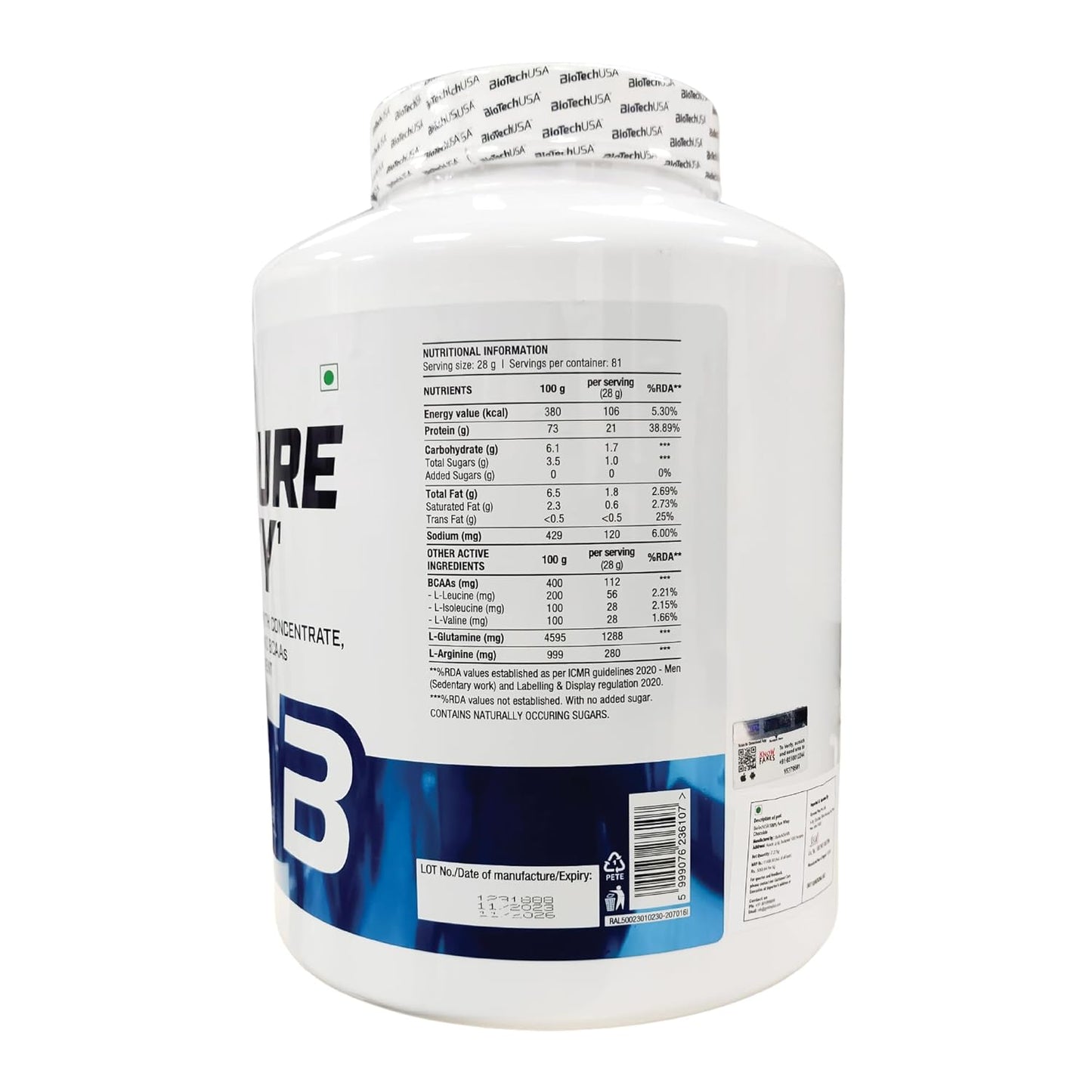 BioTechUSA 100% Pure Whey (Chocolate), 2.27 kg, 81 Servings Gymline Plus Private Limited