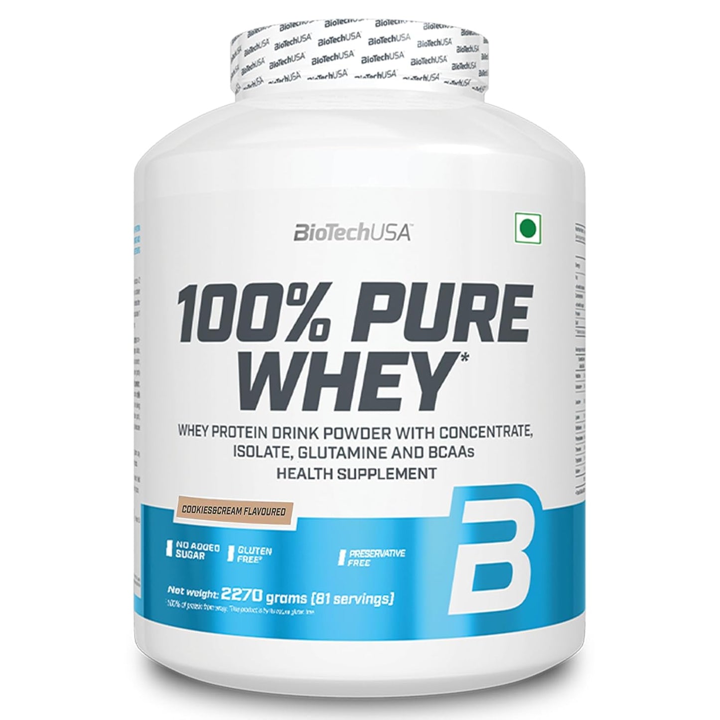 BioTechUSA 100% Pure Whey (COOKIES & CREAM), 2.27 kg, 81 Servings