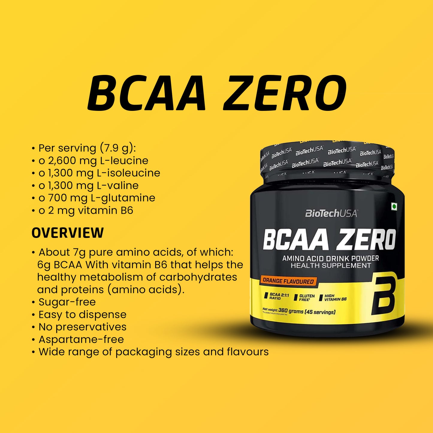 BiotechUSA BCAA Zero (Peach Ice Tea)360 g ,45 Servings